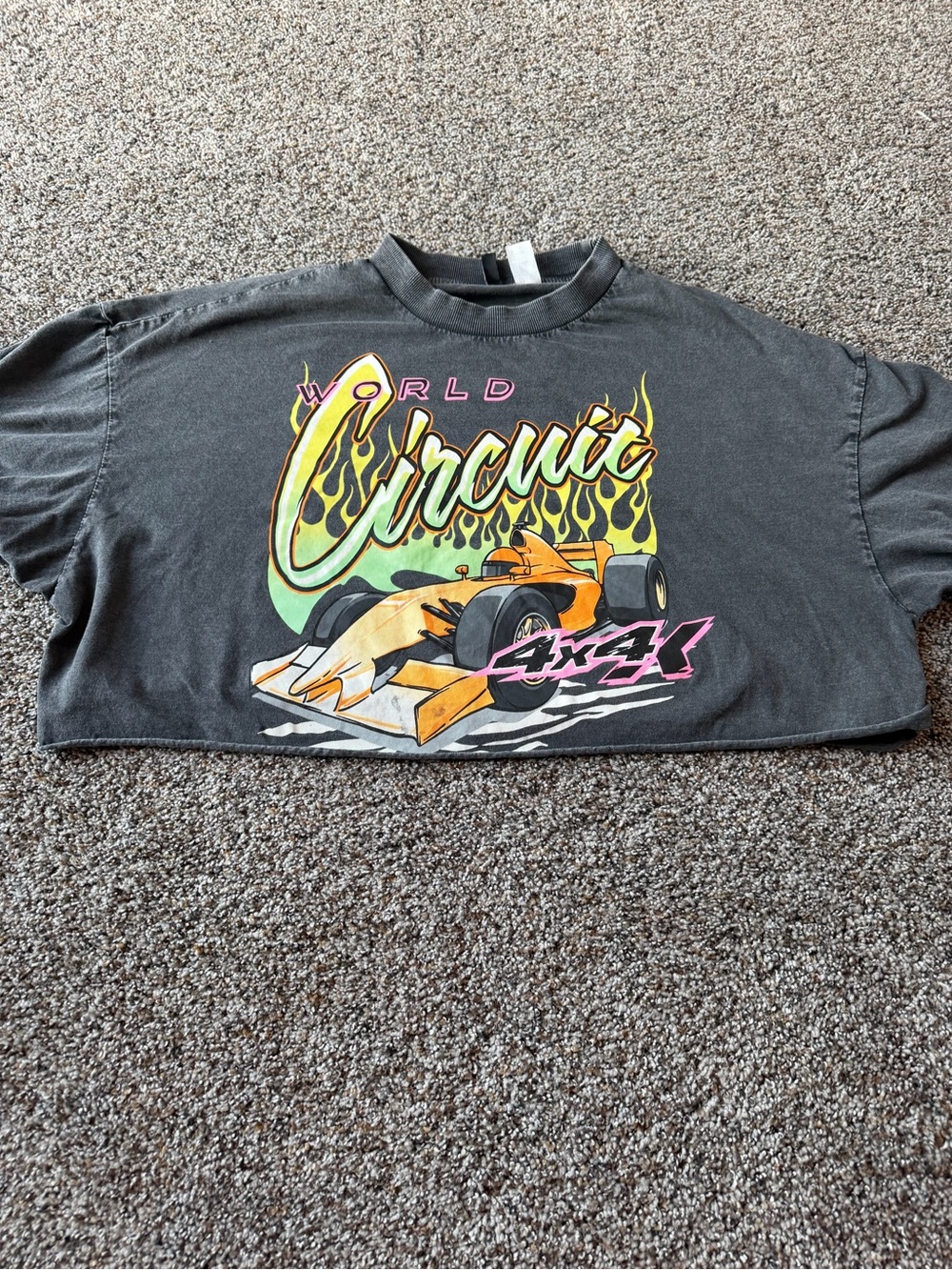 H&M Divided Women's M World Circuit 4x4 Racing Oversized Crop Graphic Tee